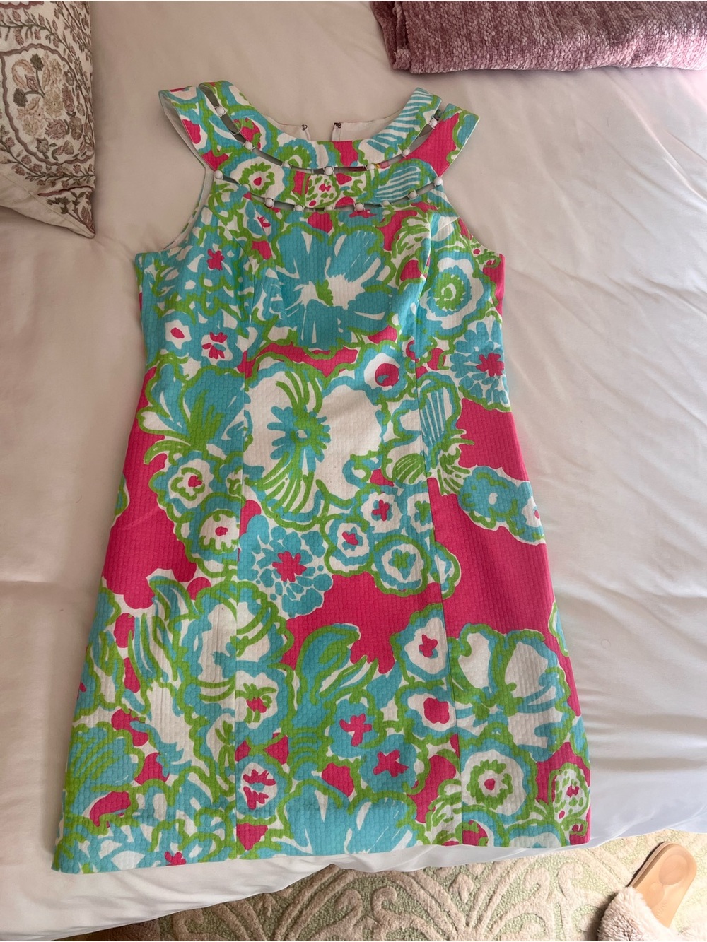 Lilly Pulitzer Sleeveless Floral Shift Dress in Pink, Aqua & Green